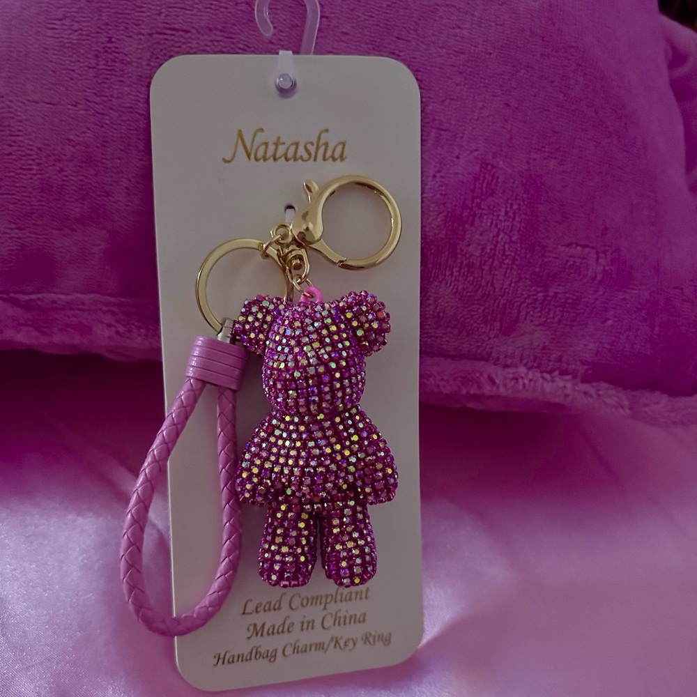 ✨Sparkling Pink Teddy Bear Bag Charm✨